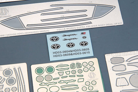 Hobby Design HD03-0610 1/24 LB-Works Supra (A90) (Ver.D) Transkit (Resin + Photo-etched parts + Decals + Metal parts + Metal logo)