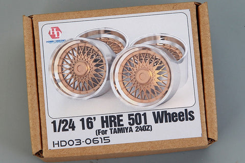 Hobby Design HD03-0615 1/24 16-inch HRE 501 Wheels (for Tamiya) 240Z (Resin + Metal Wheels)