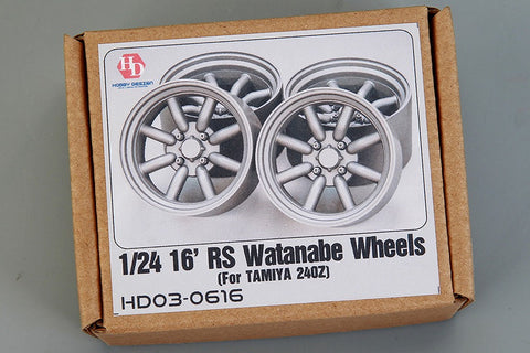 Hobby Design HD03-0616 1/24 16-inch RS Watanabe Wheels (for Tamiya) 240Z (Resin + Metal Wheels)