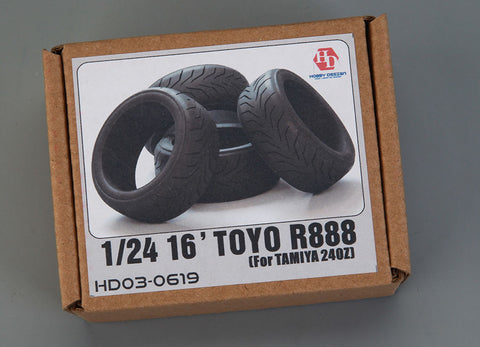 Hobby Design HD03-0619 1/24 16-inch Toyo R888 Tires (for Tamiya) 240Z