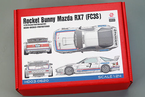 Hobby Design HD03-0620 1/24 Rocket Bunny Mazda RX-7 (FC3S) Full Detail Kit (Resin + Photo-etched parts + Decals + Metal wheels + Metal parts + Metal logo)
