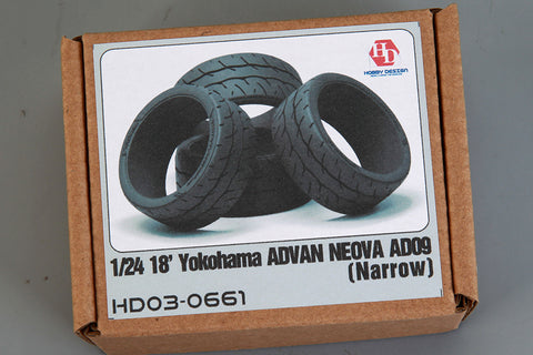 Hobby Design HD03-0661 1/24 18-inch Yokohama Advan Neova AD09 Tires (Narrow)