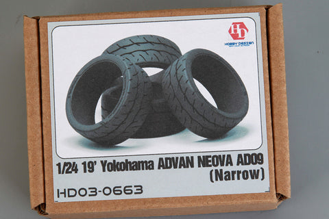 Hobby Design HD03-0663 1/24 19-inch Yokohama Advan Neova AD09 Tires (Narrow)