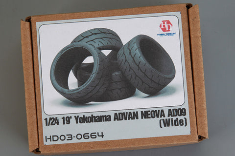 Hobby Design HD03-0664 1/24 19-inch Yokohama Advan Neova AD09 Tires (Wide)