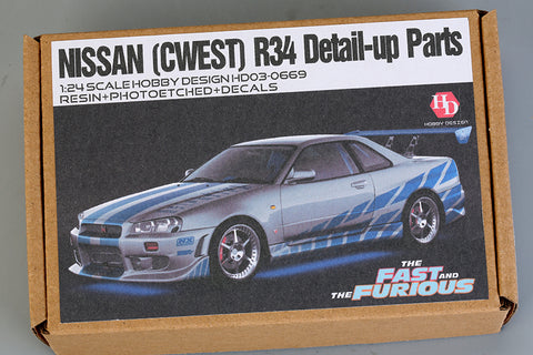 Hobby Design HD03-0669 1/24 C-West Nissan Skyline GT-R R34 Detail-Up Parts (for Tamiya 24210) (Resin + Photo-etched Parts + Metal Parts)