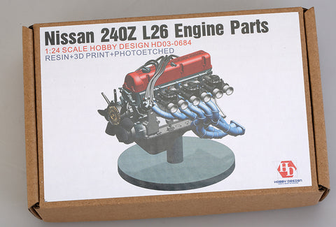 Hobby Design HD03-0684 1/24 Nissan 240Z L26 Engine Parts (Photo-etched parts + Metal parts + Resin parts)