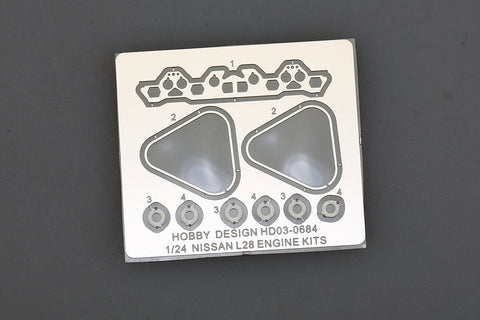 Hobby Design HD03-0684 1/24 Nissan 240Z L26 Engine Parts (Photo-etched parts + Metal parts + Resin parts)