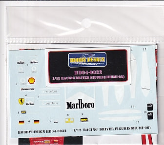Hobby Design HD04-0032 1/12 Racing Driver Figure Decals (SHUMI-2006)