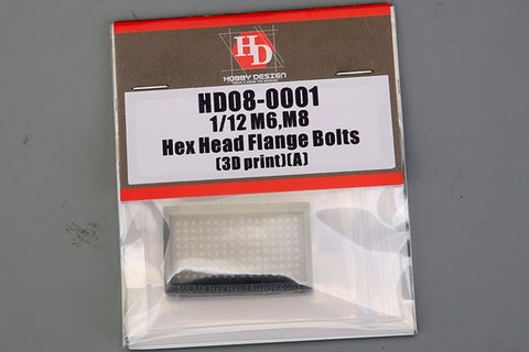 Hobby Design HD08-0001 1/12 M6, M8 Hex Head Flange Bolt (3D Printed) (A)