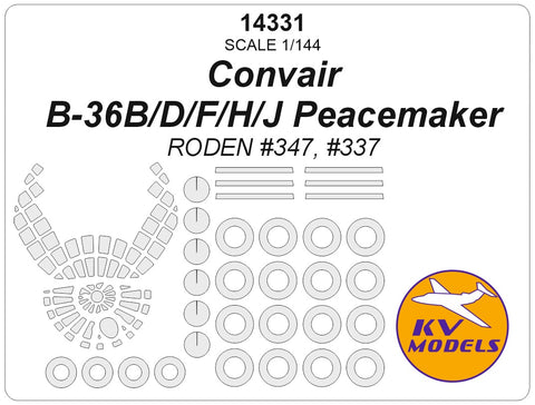 KV Models 14331 1/144 Convair B-36B/D/F/H/J Peacemaker (RODEN #347, #337) + wheels masks (For RODEN)
