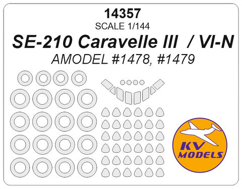 KV Models 14357 1/144 SE-210 Caravelle III / VI-N (AMODEL #1478, #1479) + wheels masks (For AMODEL)