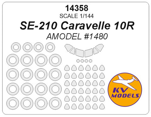 KV Models 14358 1/144 SE-210 Caravelle 10R (AMODEL #1480) + wheels masks (For AMODEL)