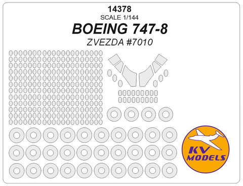 KV Models 14378 1/144 Boeing 747-8 (ZVEZDA #7010) + wheels masks (For ZVEZDA)
