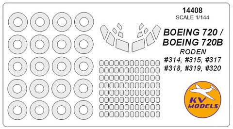 KV Models 14408 1/144 Boeing 720 / Boeing 720B (RODEN #314, #315, #317, #318, #319, #320) + wheels masks (For RODEN)