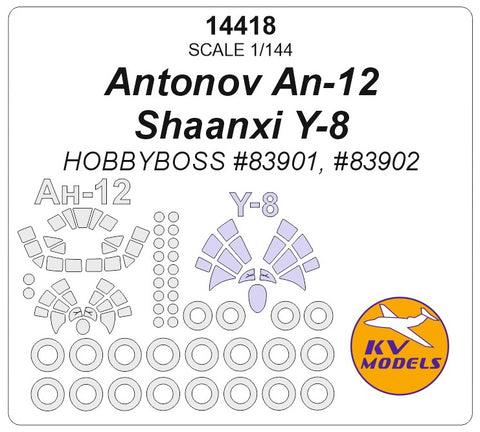 KV Models 14418 1/144 An-12 / Shaanxi Y-8 (HOBBYBOSS #83901, #83902) + wheels masks (For HOBBYBOSS)