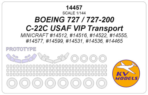 KV Models 14457 1/144 Boeing 727 / Boeing 727-200 / C-22C USAF VIP Transport (MINICRAFT #14512, #14516, #14522, #14555, #14577, #14599, #14531, #14536, #14465) + wheels masks (For Minicraft)