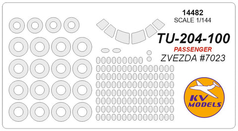 KV Models 14482 1/144 Tupolev Tu-204-100 - Passenger (ZVEZDA #7023) + wheels masks (For ZVEZDA)