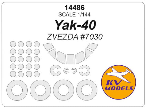 KV Models 14486 1/144 Yakovlev Yak-40 (ZVEZDA #7030) + wheels masks (For ZVEZDA)
