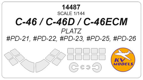 KV Models 14487 1/144 C-46 / C-46D / C-46ECM / (PLATZ #PD-21, #PD-22, #PD-23, #PD-25, #PD-26) + masks for wheels (For PLATZ)