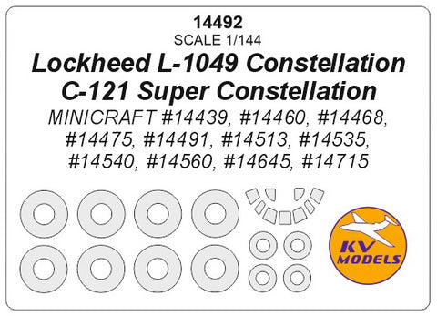 KV Models 14492 1/144 Lockheed L-1049 Constellation C-121 Super Constellation (MINICRAFT #14439, #14460, #14468, #14475, #14491, #14513, #14535, #14540, #14560, #14645, #14715) + masks for wheels (For MINICRAFT)