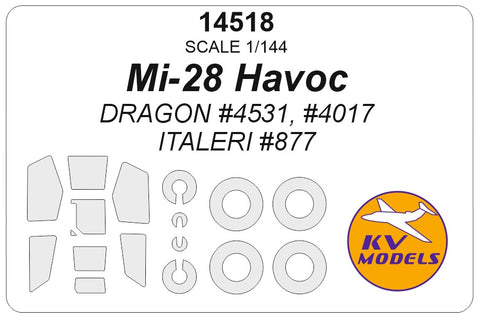 KV Models 14518 1/144 Mi-28 Havoc (DRAGON #4531, #4017 / ITALERI #877) + wheels masks (For DRAGON / ITALERI)