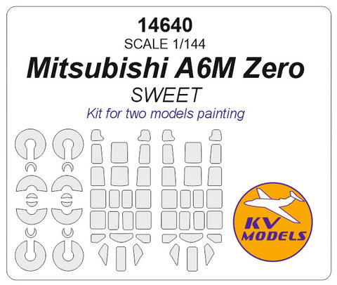 KV Models 14640 1/144 Mitsubishi A6M Zero (all modifications) - Kit for two models painting + wheels masks (For SWEET)