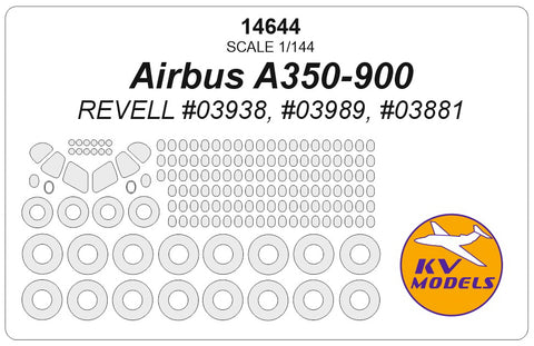 KV Models 14644 1/144 Airbus A350-900 (REVELL #03938, #03989, #04218) + wheels masks (For Revell)
