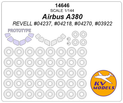 KV Models 14646 1/144 Аirbus 380 + Аirbus 380 (prototype mask) - (REVELL #04237, #04218, #04270, #03922) + wheels masks (For Revell)