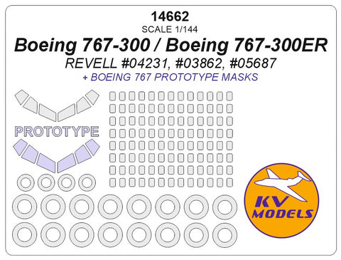 KV Models 14662 1/144 Boeing 767-300 / Boeing 767-300ER (REVELL #04231, #03862, #05687) + Boeing 767 prototype mask and wheels masks (For Revell)