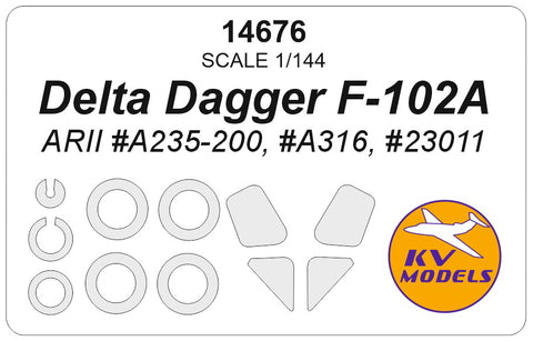 KV Models 14676 1/144 Delta Dagger F-102A (ARII #A235-200, #A316, #23011) + маски на диски и колеса (For ARII)