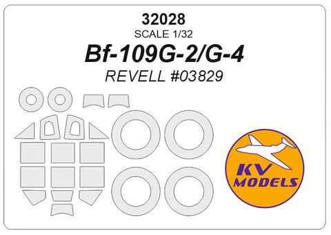 KV Models 32028 1/32 Bf109G-2/G-4 (REVELL #03829) + wheels masks (For Revell)