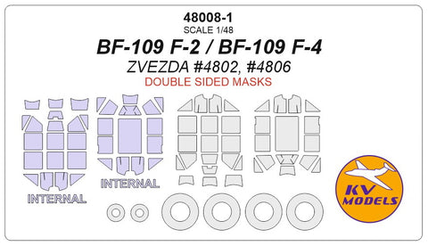 KV Models 48008-1 1/48 Bf-109 F-2 / F-4 (ZVEZDA #4802, #4806) - (double sided) + wheels masks (For ZVEZDA)