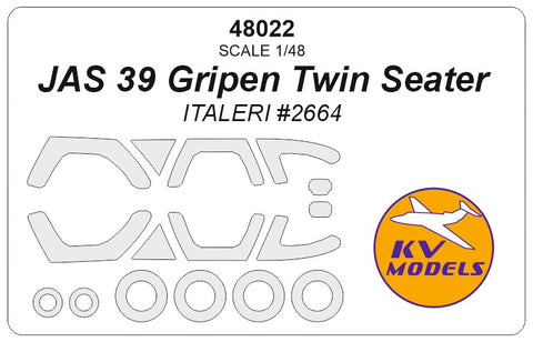 KV Models 48022 1/48 JAS 39 Gripen Twin Seater (ITALERI #2664) + wheels masks (For ITALERI)