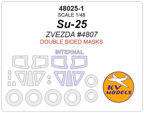 KV Models 48025-1 1/48 Su-25 (ZVEZDA #4807) - (double sided) + wheels masks (For ZVEZDA)