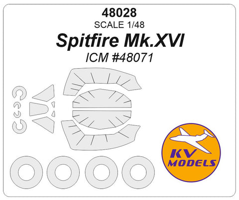 KV Models 48028 1/48 Spitfire Mk.XVI (ICM #48071) + wheels masks (For ICM)