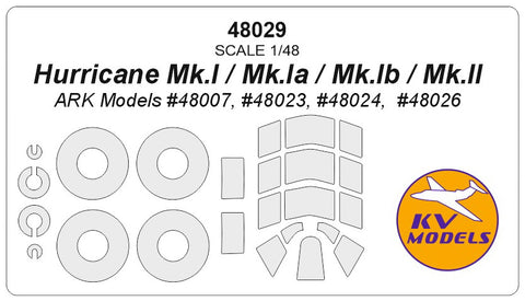 KV Models 48029 1/48 Hurricane Mk.I / Mk.Ia / Mk.Ib (ARK Models #48007, #48023, #48024, #48026) + wheels masks (For ARK Models)