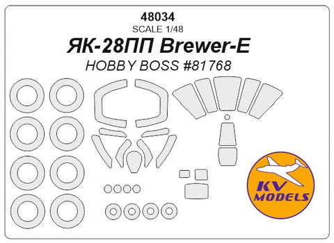 KV Models 48034 1/48 Yak-28PP Brewer-E (HOBBY BOSS #81768) + wheels masks (For HOBBY BOSS)