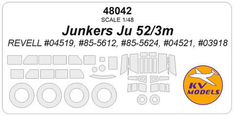 KV Models 48042 1/48 Junkers Ju 52/3m (REVELL #04519, #85-5612, #85-5624, #04521, #03918) + wheels masks (For Revell)