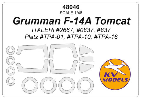 KV Models 48046 1/48 Grumman F-14A Tomcat (ITALERI #2667, #0837, #837 / Platz #TPA-01, #TPA-10, #TPA-16) + wheels masks (For ITALERI / Platz)