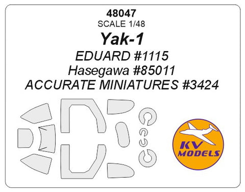 KV Models 48047 1/48 Yak-1 (early) - (EDUARD #1115 / Hasegawa #85011 / ACCURATE MINIATURES #3424) + wheels masks (For EDUARD / Hasegawa / ACCURATE MINIATURES)