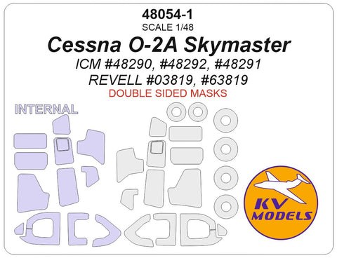 KV Models 48054-1 1/48 Cessna O-2A Skymaster (ICM #48290, #48292, #48291 / REVELL #03819, #63819) - (Double sided) + wheels masks (For ICM / REVELL)