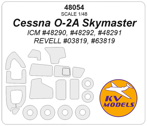 KV Models 48054 1/48 Cessna O-2A Skymaster (ICM #48290, #48292, #48291 / REVELL #03819, #63819) + wheels masks (For ICM / REVELL)