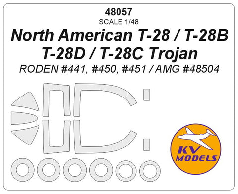 KV Models 48057 1/48 North American T-28 / T-28B / T-28D / T-28C Trojan (RODEN #441, #450, #451 / AMG #48504) + wheels masks (For RODEN / AMG)