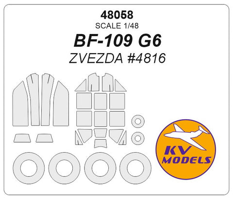 KV Models 48058 1/48 Bf-109 G-6 (ZVEZDA #4816) + wheels masks (For ZVEZDA)