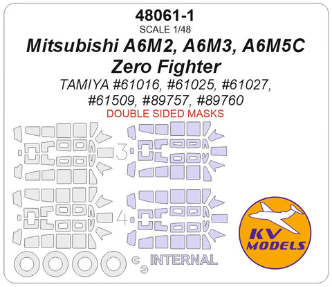 KV Models 48061-1 1/48 Mitsubishi A6M5C (TAMIYA #61027) - (Double-sided) + wheels masks (For TAMIYA)