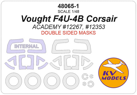 KV Models 48065-1 1/48 Vought F4U-4B Corsair (ACADEMY #12267, #12353) - (Double-sided) + wheels masks (For ACADEMY)