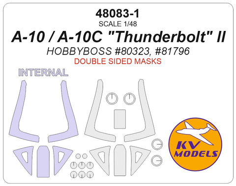 KV Models 48083-1 1/48 A-10 / A-10C "Thunderbolt" II (HOBBYBOSS #80323, #81796) - (Double-sided) + wheels masks (For HOBBYBOSS)