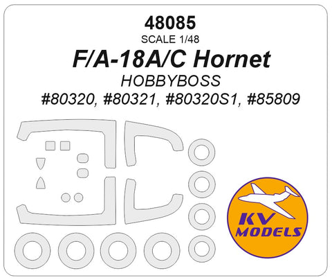 KV Models 48085 1/48 F/A-18A/C Hornet (HOBBYBOSS #80320, #80321, #80320S1, #85809) + wheels masks (For HOBBYBOSS)