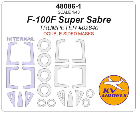 KV Models 48086-1 1/48 F-100F Super Sabre (TRUMPETER #02840) - (Double-sided) + wheels masks (For TRUMPETER)