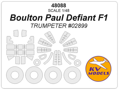 KV Models 48088 1/48 Boulton Paul Defiant F1 (TRUMPETER #02899) + wheels masks (For TRUMPETER)